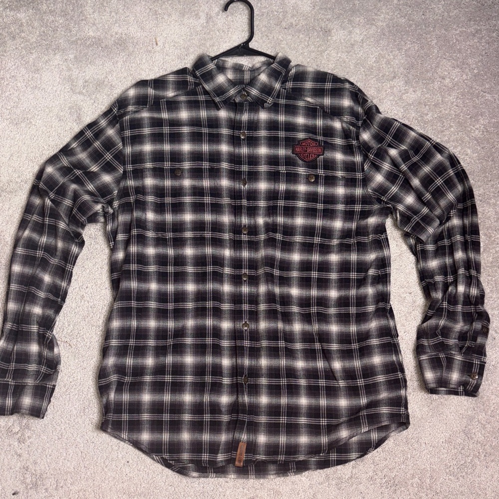 Harley-Davidson Black and White Checkered Men's Shirt